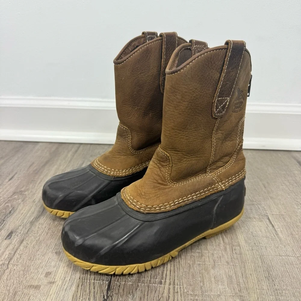 Georgia Boot Marshland Pull On Duck Boot Youth Size 3 Rubber Waterproof Brown